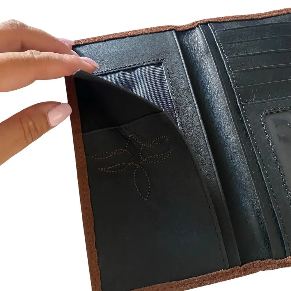 NWT Men’s JUSTIN RODEO SUEDE LEATHER RFID WALLET WITH GEOMETRIC TRIM 23093767W1